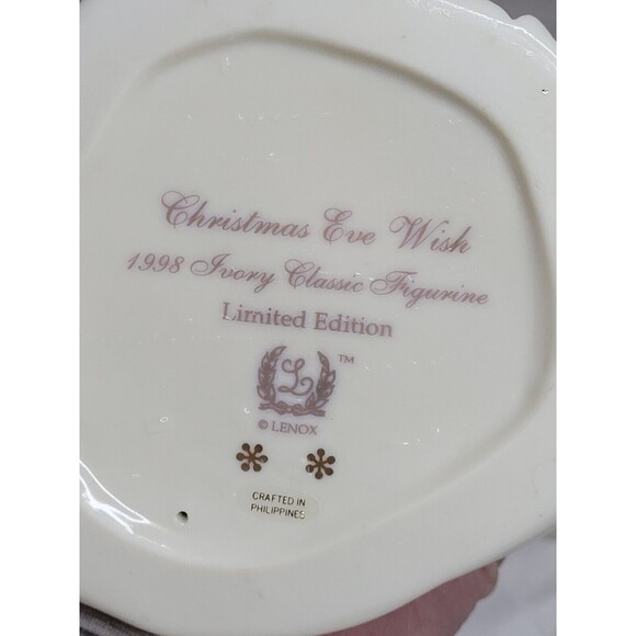 "Christmas Eve Wish" LIMITED EDITION 1998 Lenox Ivory Classic Figurine VINTAGE - Picture 5 of 5